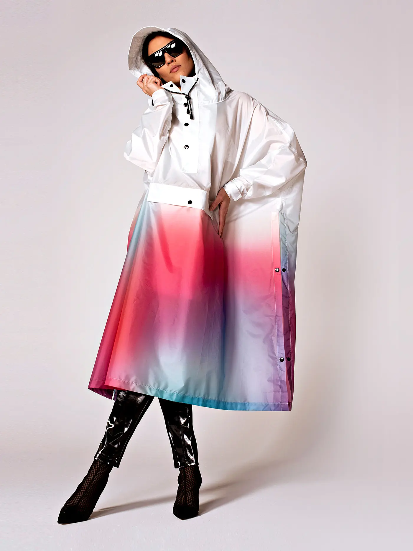 RAINKISS | Regenjacke - Regenponcho RAINBOW SMILEY | weiss